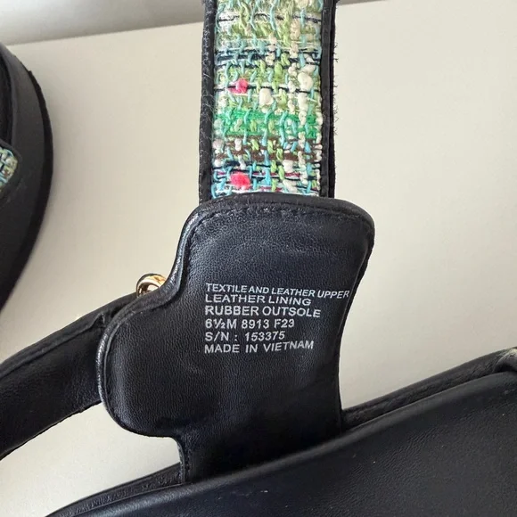 Tory Burch Tweed Platform Sandals in Mint Multi and Black - Picture 6 of 7